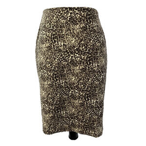 Talbots Skirt size 4 Brown Velvet Cheetah Leopard Straight Pencil Knee Career